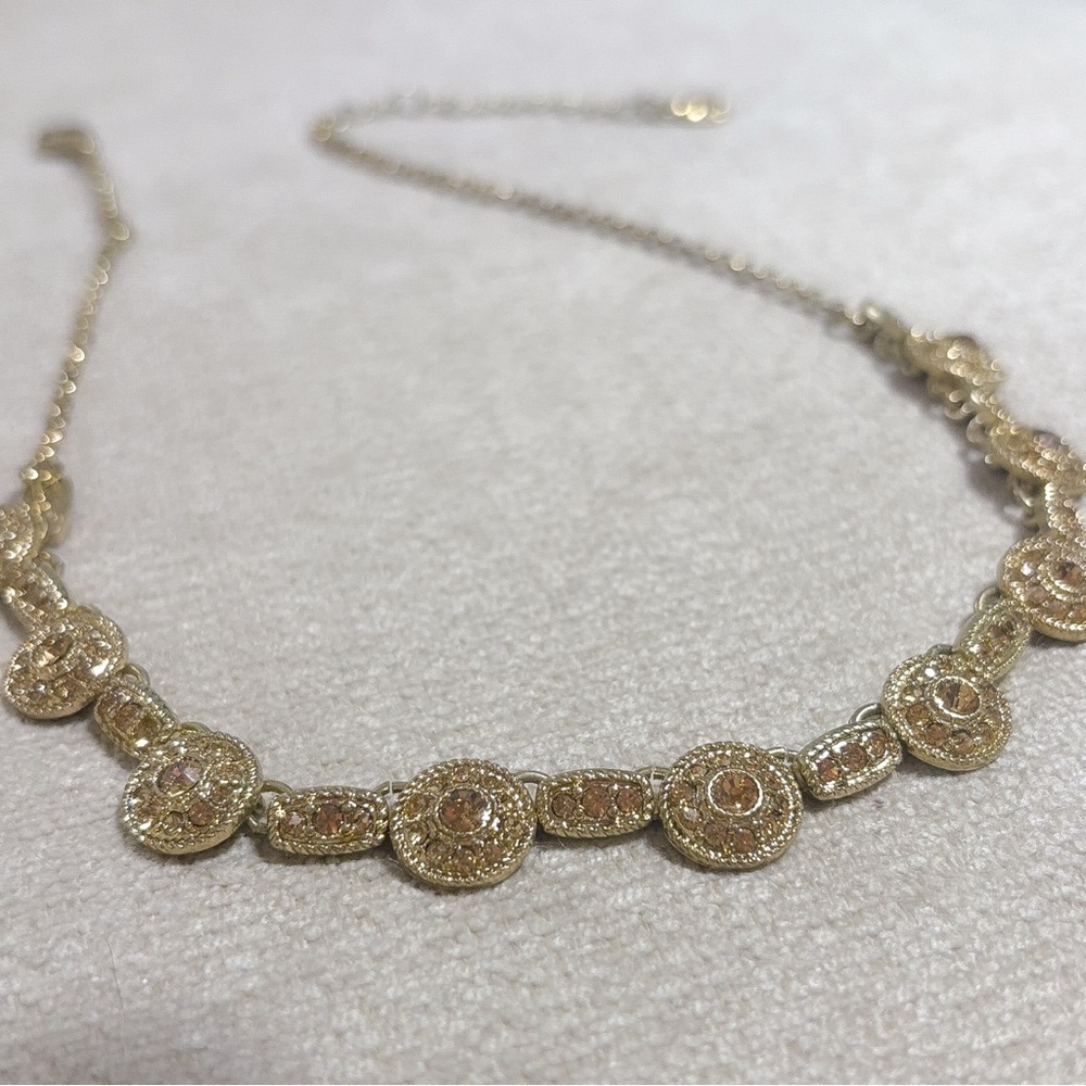 Vintage MONET Gold Pave Crystal Collar Necklace - Stunning!